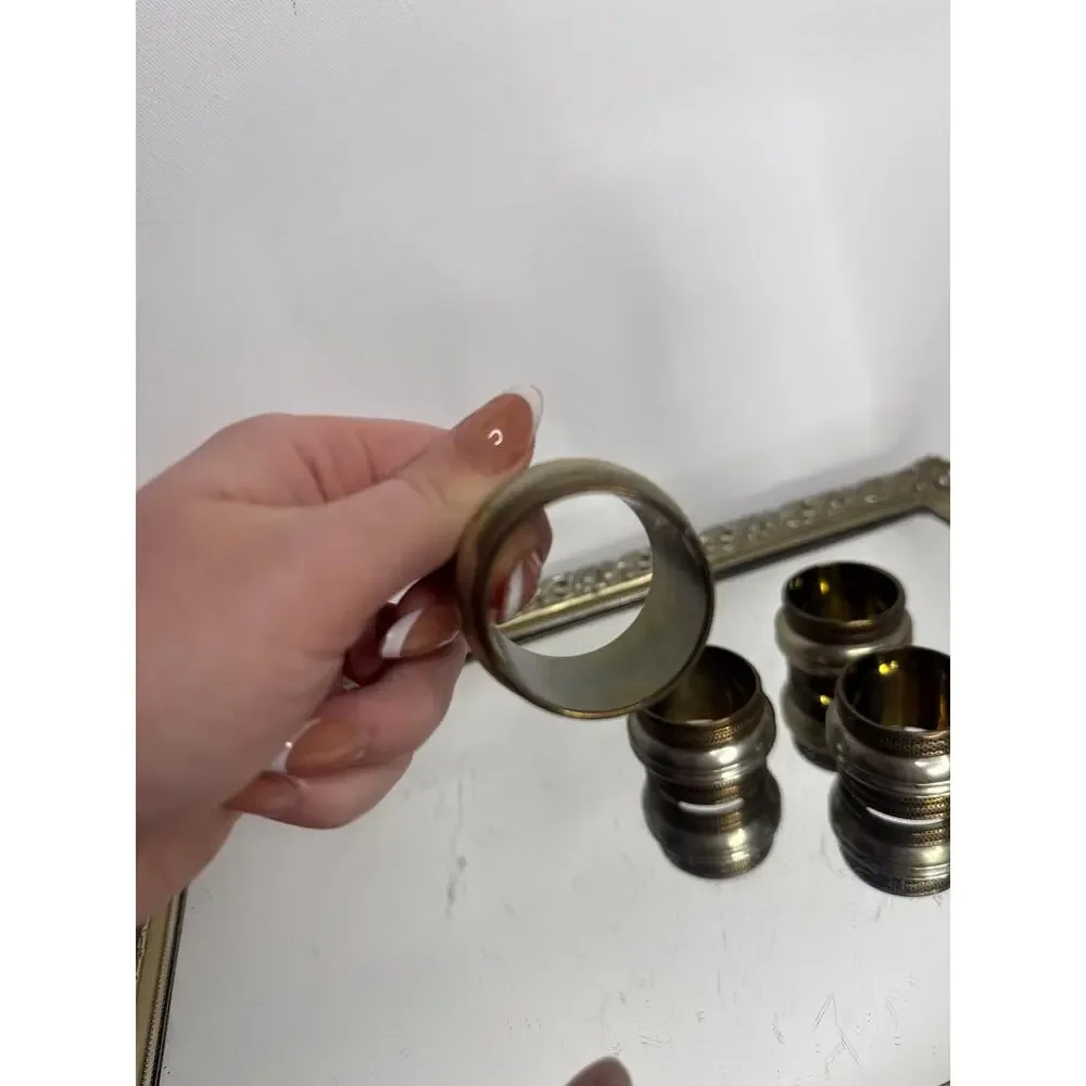 Vintage Indian Metal napkin rings set of four , gold and silver
